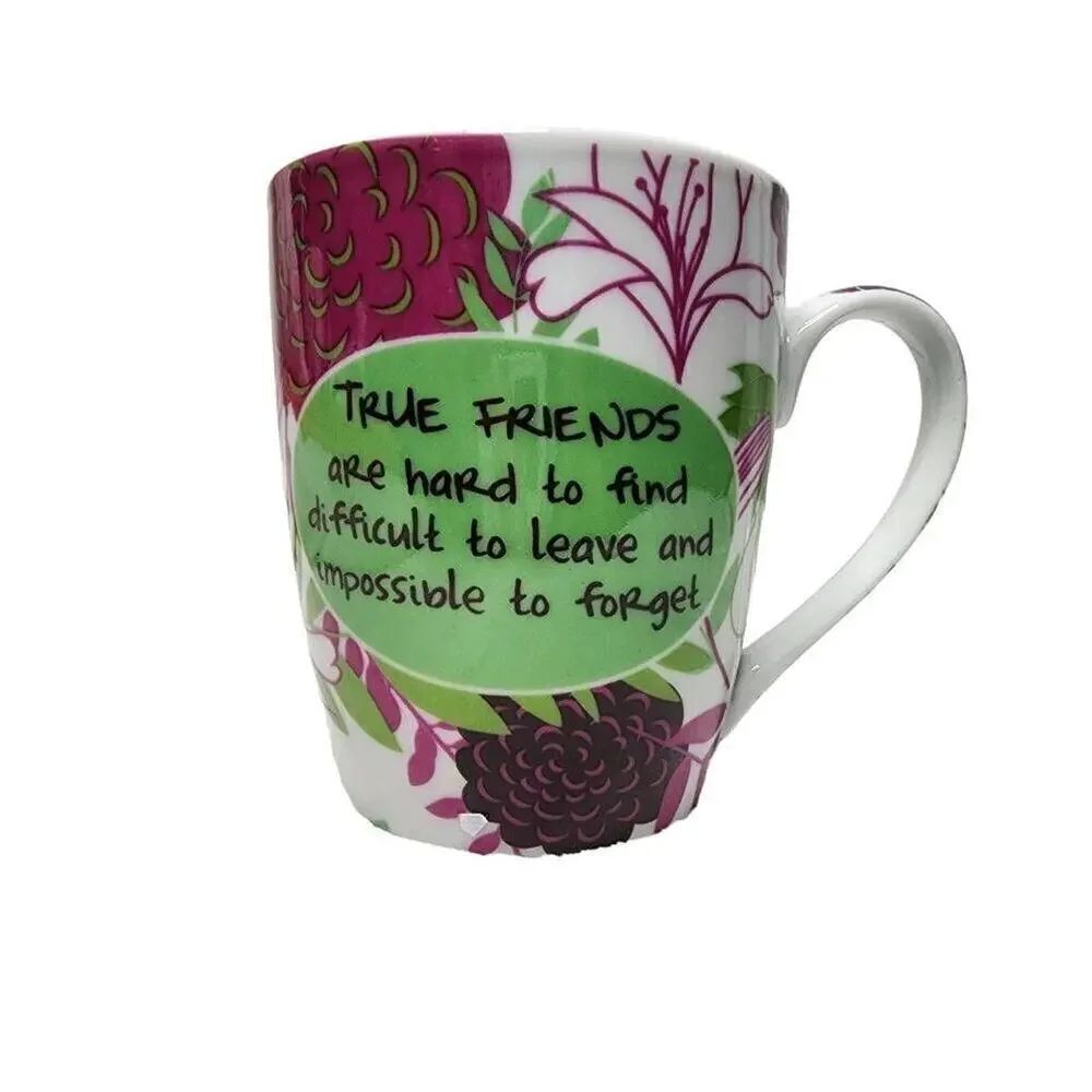 Pier 1 Imports Coffee Mugs, Mudpie 2013 "True Friends" Floral Ceramic Cup